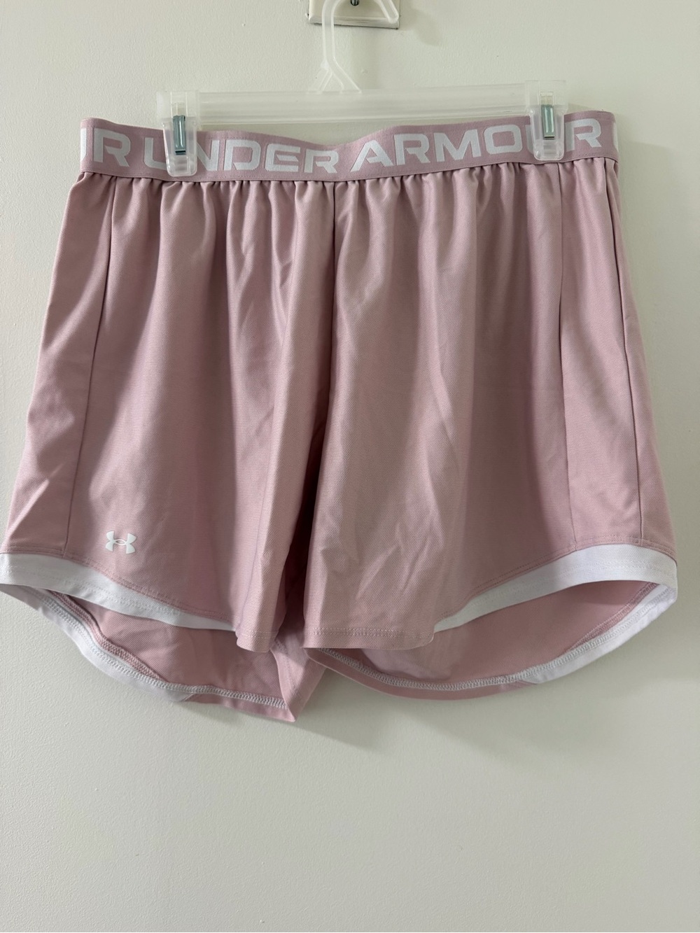 Under Armour Women's Dusty Pink Athletic Shorts with Branded Waistband